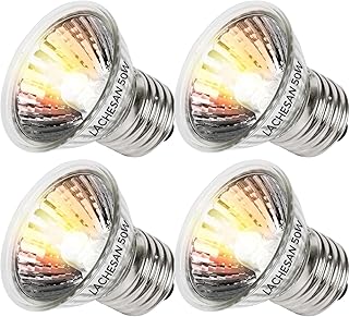 4-Pack 50W UVA Bulbs, Fit E26 Heat Reptile Lamp, Light Turtle Heat Lamp for Reptiles and Amphibian Tanks, Terrariums and Cages, Works with Various Lamp Fixtures