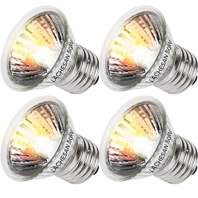 4-Pack 50W UVA Bulbs Fit E26 Heat Reptile Lamp Light Turtle Heat Lamp for Reptiles and Amphibian Tanks