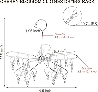Vista 3 de Percha de secado de ropa plegable de acero inoxidable con 20 clips, colgador de secadora de calcetines para colgar ropa interior, toallas, ropa