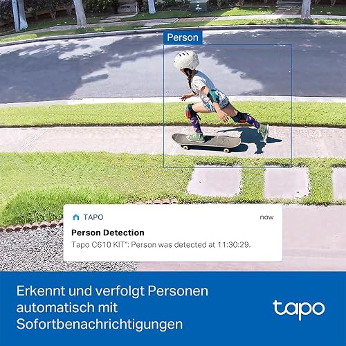Tapo C610 Kit 2K 3MP Caméra WiFi Extérieur sans Fil avec Panneau Solaire, 360° PTZ Caméra Surveillance à Batterie 6700mAh, Détection Humaine, Vision Nocturne à Couleurs, Suivi AI, IP65 - 10