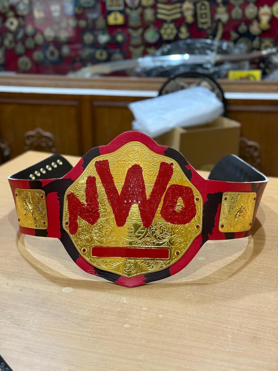 New nWo Signature Series World Wrestling Heavyweight Championship Belt- Big Gold nWo Wrestling Replica Belt 2mm