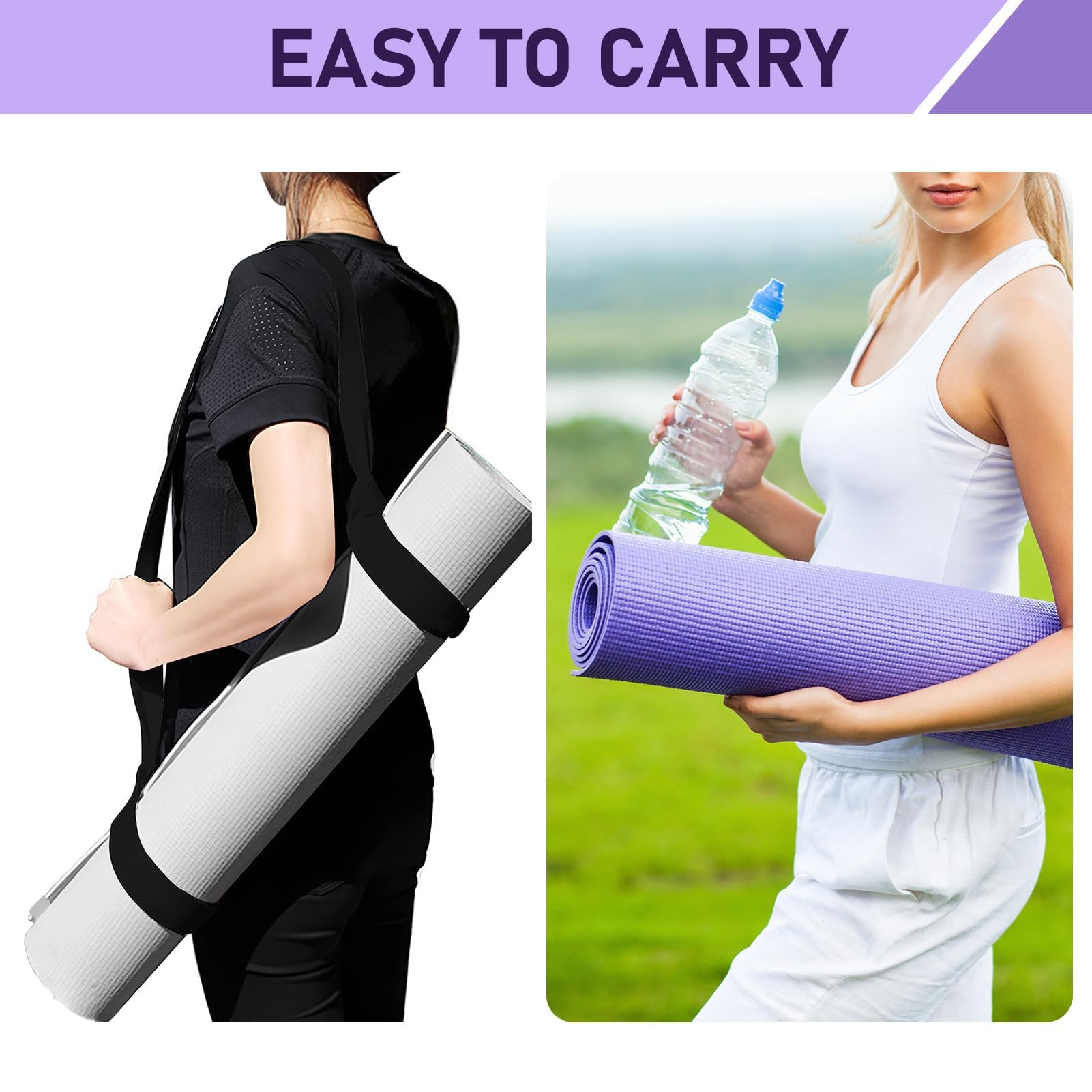 Verstellbarer Tragegurt für Yogamatten aus Baumwolle, Geeignet für Alle Mattengrößen, Elastischer und Robuster Yoga Gurt, Ideal für Pilates, Dehnübungen und Fitness, Multifunktional und Leicht