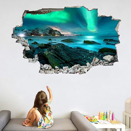 Miniatura 34 de Calcomanía de pared de animales, tatuaje de pared 3D de tiburón destrozado, removible, calcomanías de pared para habitación, calcomanías