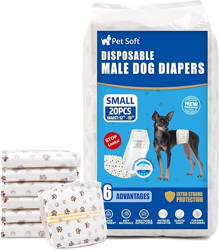 Miniatura 9 de Pet Soft Pañales desechables para perros machos, con indicador de humedad, ultra absorbentes, cómodos para incontinencia micción excitable, 50