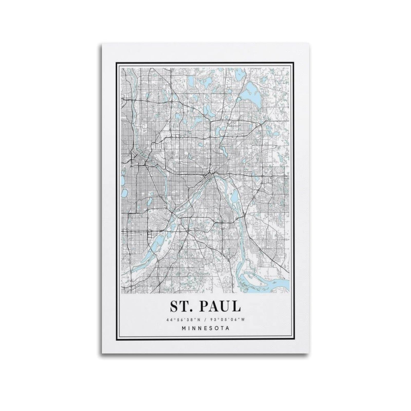xiaoxiaoshen St. Paul Minnesota Map_1 Canvas Poster Wall Art Prints Room Aesthetic Murals Bedroom And Living Decorations 24x36inch(60x90cm)