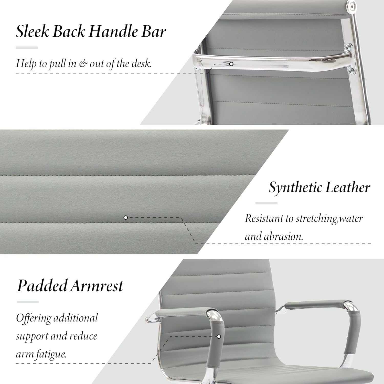 Ya-Home Konferenzstühle 4er Set Kunstleder Freischwinger Schwingstuhl mit Armlehne Chromgestell Grau