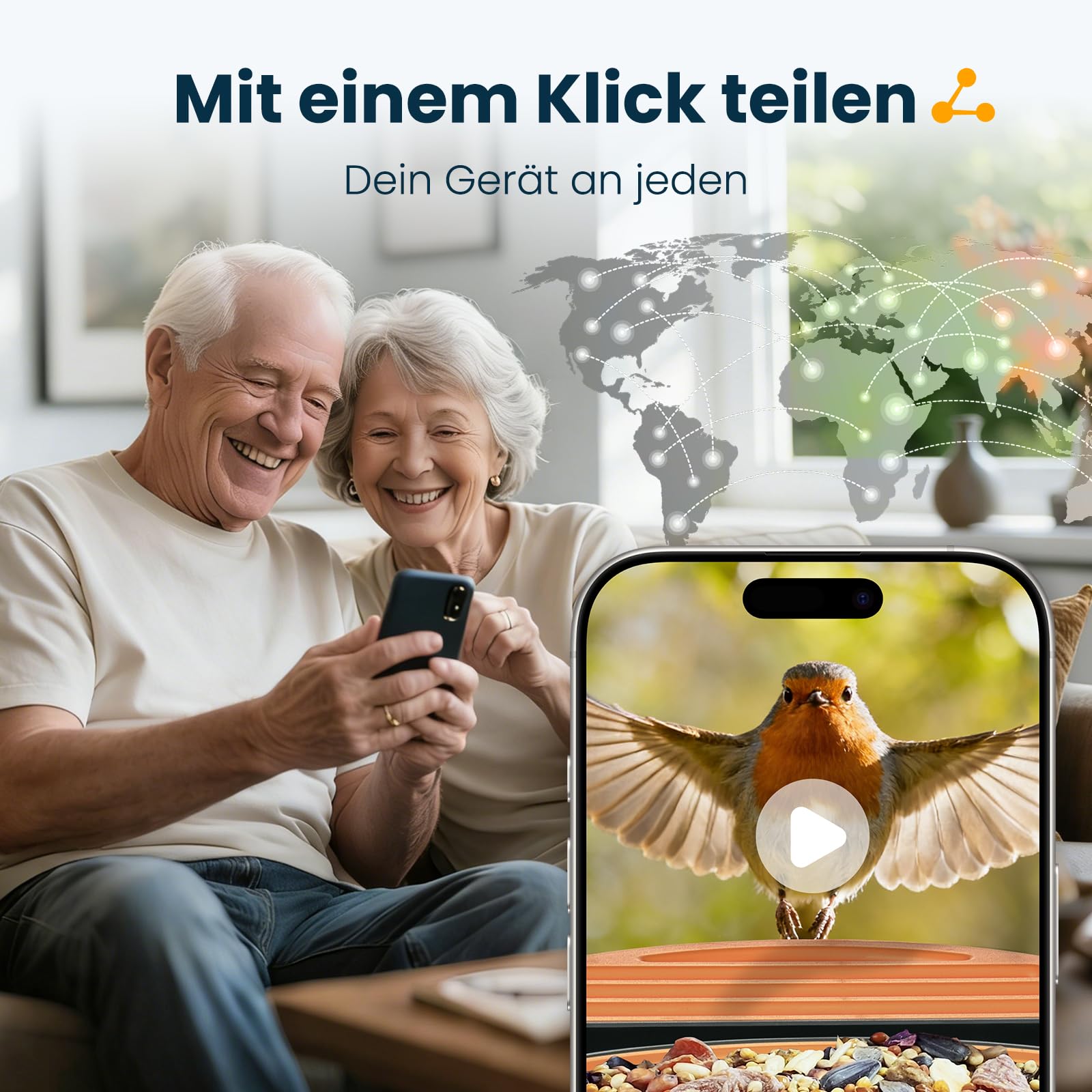 Vogelhaus mit Kamera, 2,5K UHD, solarbetrieben, präzise KI-Erkennung, sofortige Benachrichtigungen, wasserdicht nach IP66 für den Außenbereich, grün