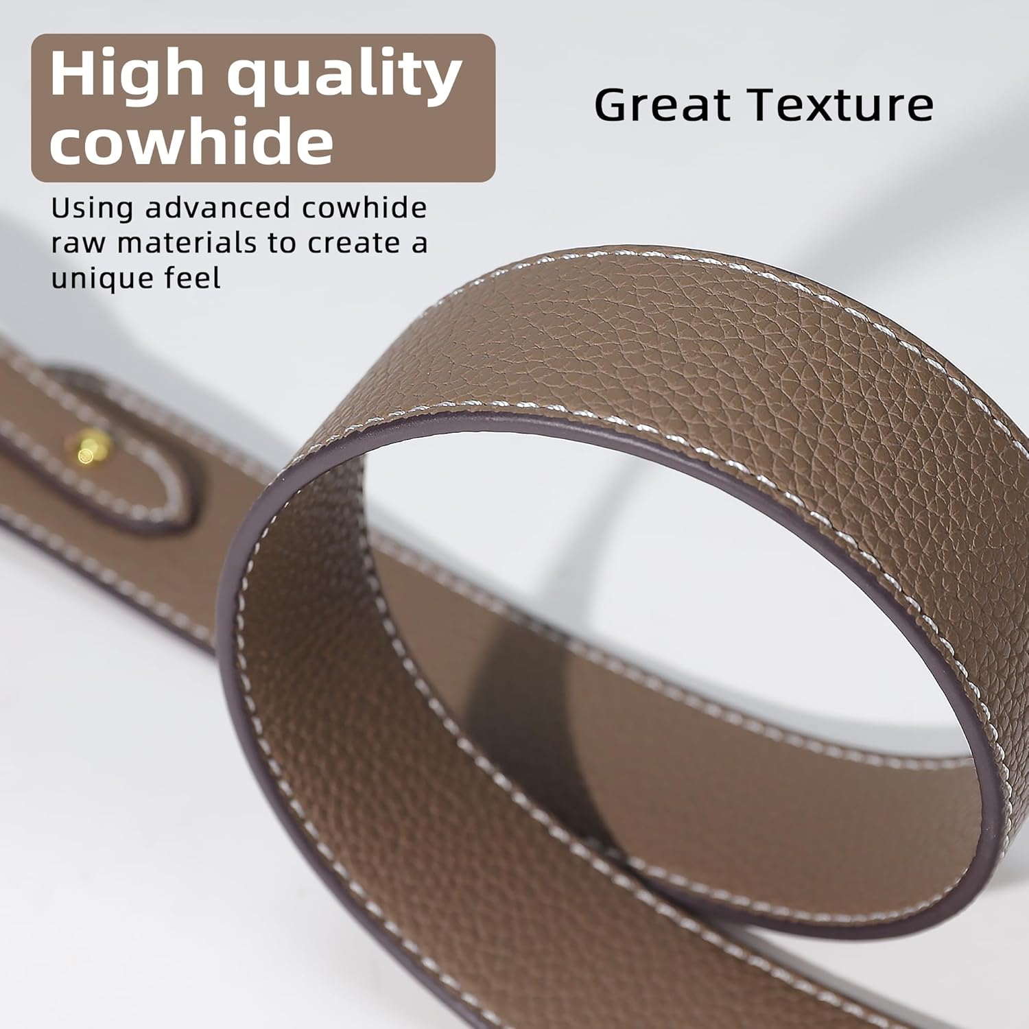 TC Leather Strap for Hermes Picotin/Lindy/Evelyne Bag, Multi Length Handmade Cowhide Crossbody Purse Strap for Handbag【39.4inch Long, 1.5inch Wide, Etoupe Grey (Gold Studs)】