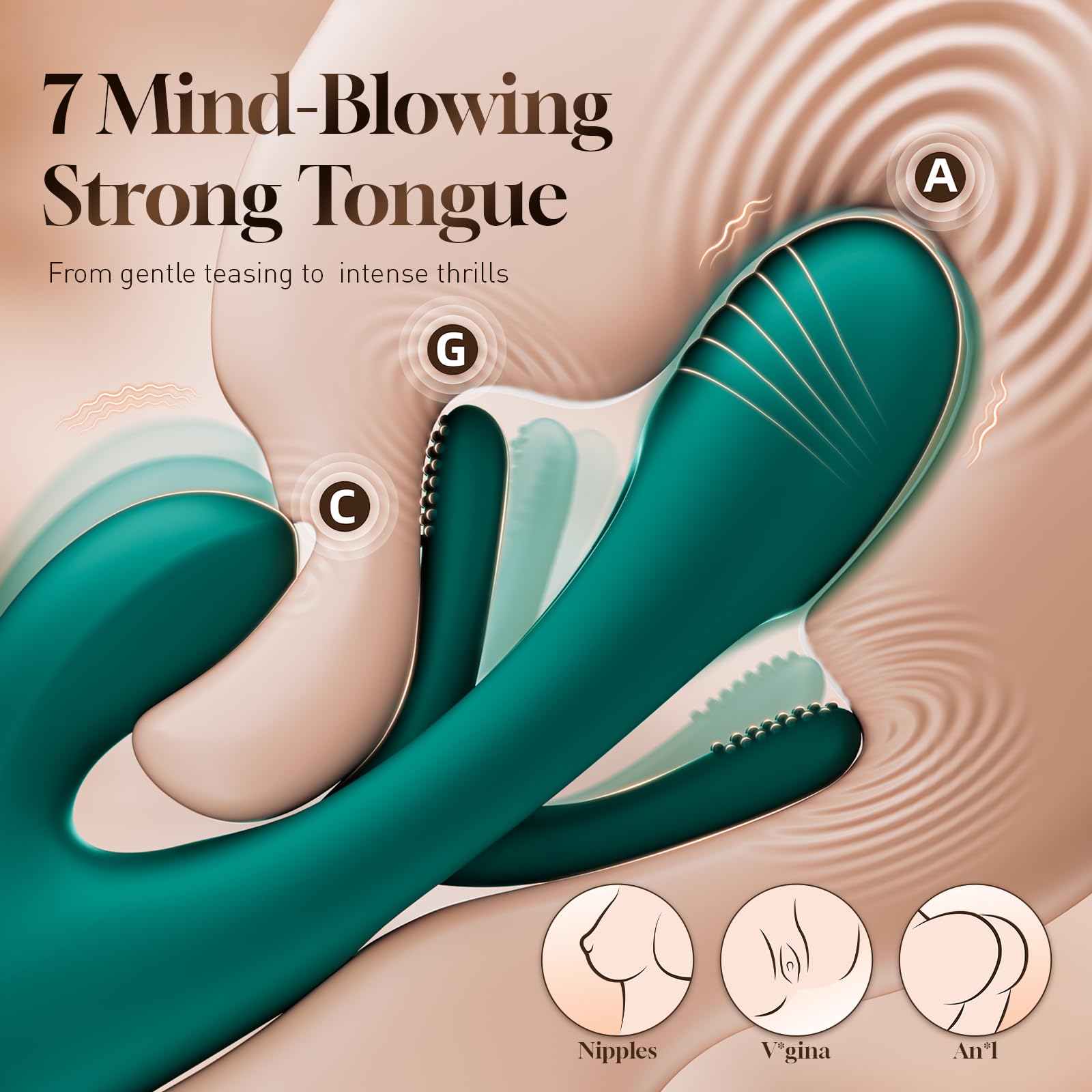 Vibrator Dildo Rabbit Sex Toys -LOVENOTE G Spot Vibrator Massager for Women Clitoral Nipple Stimulation, 3 in 1 Sex Toys with 14 Vibration & 7 Tongue Licking Flapping, Adult Product Aurieel (): Green