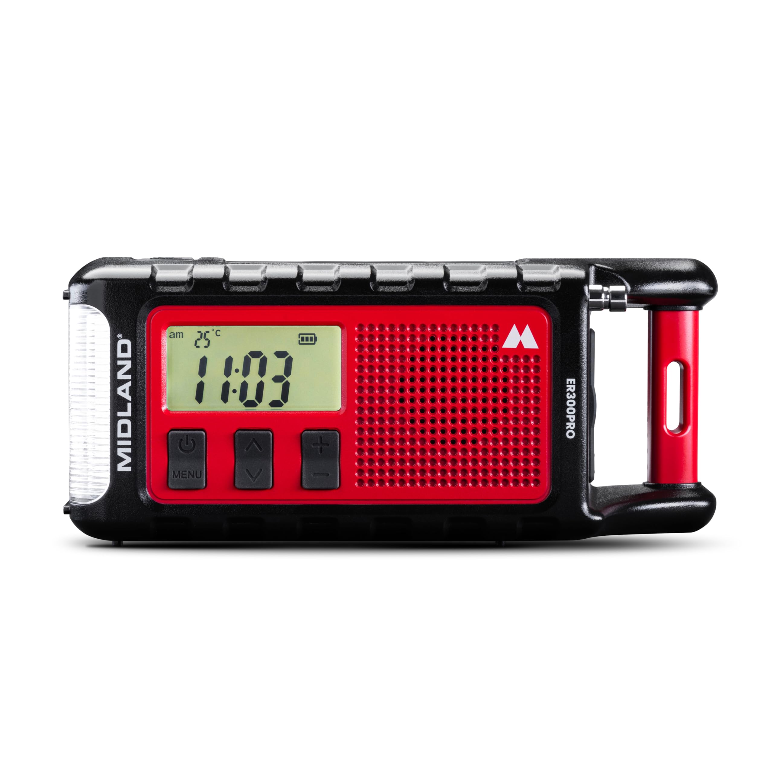 Midland ER300 Pro C1663 - Radio de Emergencia Am/FM y batería Externa USB-C para 2 Smartphones, batería Recargable de Li-Ion, 10.000 mAh, Bluetooth Integrado