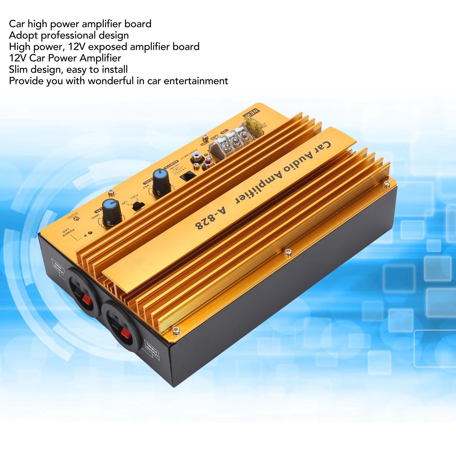 1280W 12V Car Amplifier Board, Car Audio High Power Amplifier Amp Board, Professional Aluminum Alloy Bass Sub Woofer Board 12V for Car Entertainment