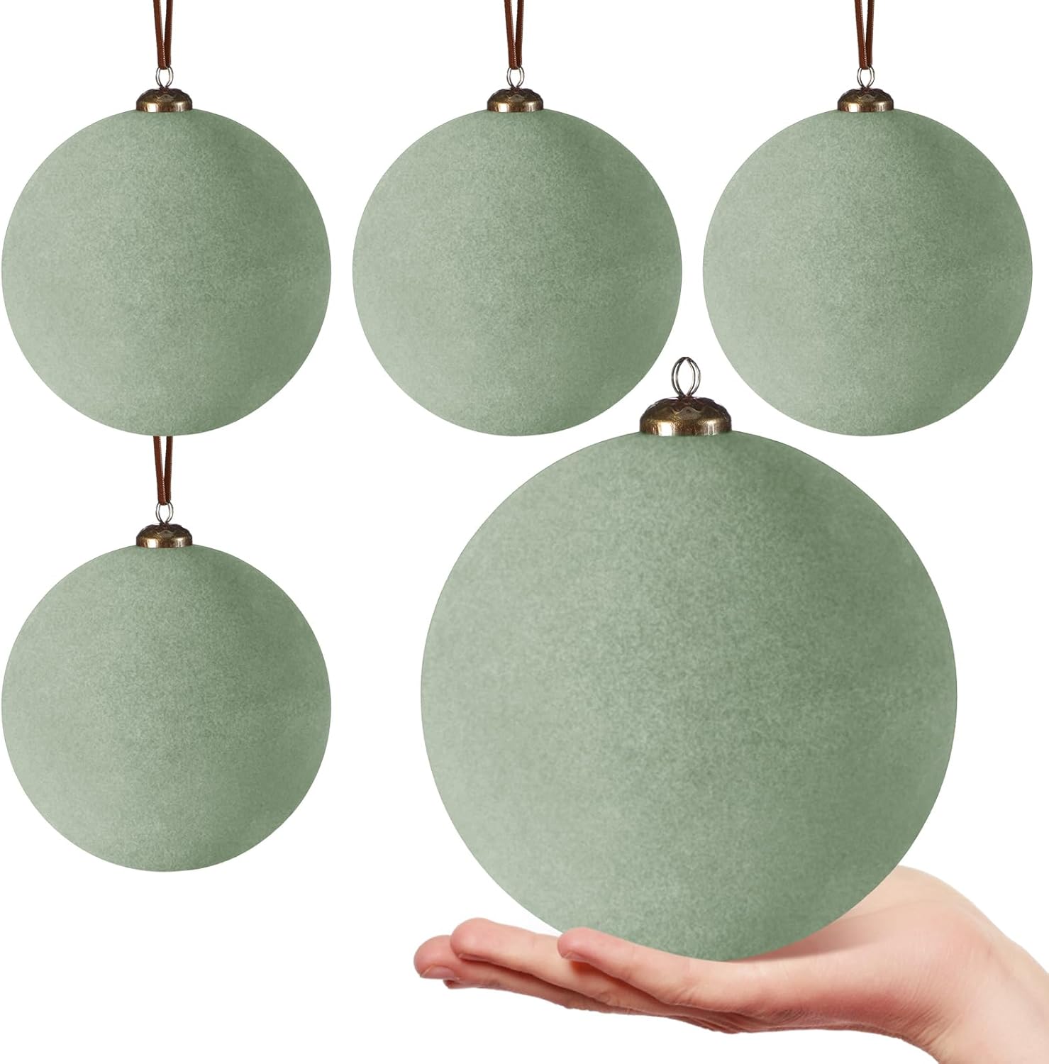 4 Pcs Large Velvet Christmas Balls 6 Inch Christmas Tree Decorations Xmas Ornaments Balls for Family Holiday Wedding Party Xmas Tree Hanging Decoration (Cream White)