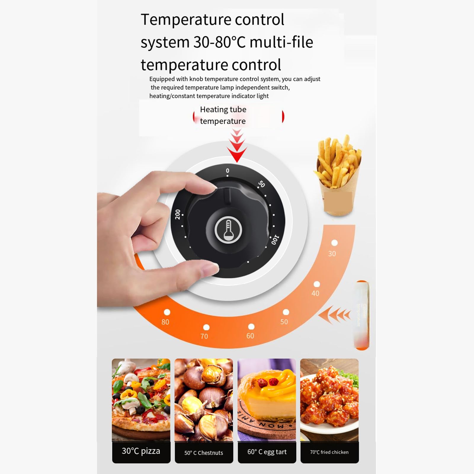 Vitrina de comida caliente comercial, escritorio pequeño, tarta de huevo, pan de castaña, bebidas, Control Manual de temperatura,Black