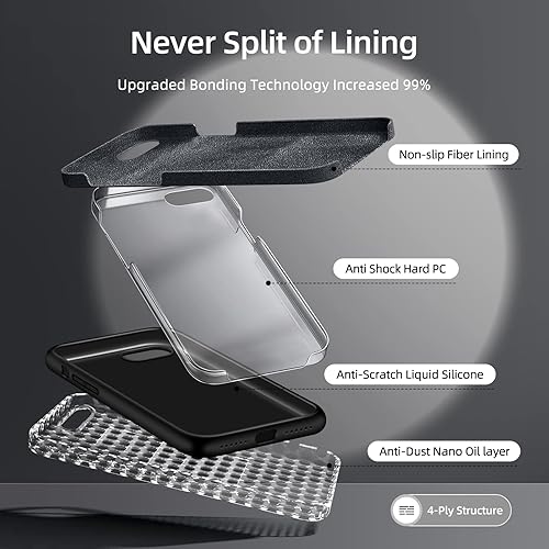 Miniatura 3 de Dssairo Funda 3 en 1 para iPhone SE 2022320202 generación, iPhone 78, con 2 protectores de pantalla, funda ultradelgada de silicona líquida a prueba