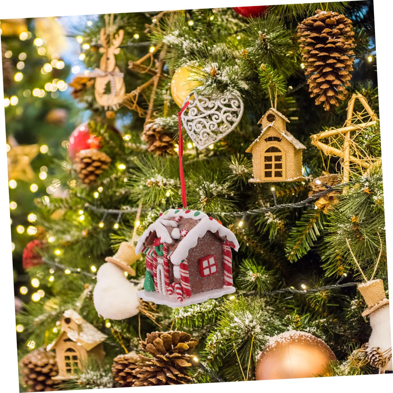 ORFOFE 4piezas Adornos Colgantes De Casa De Jengibre para Decoración De Árbol De Navidad y Fiesta Accesorios Navideños para Escritorio y Hogar