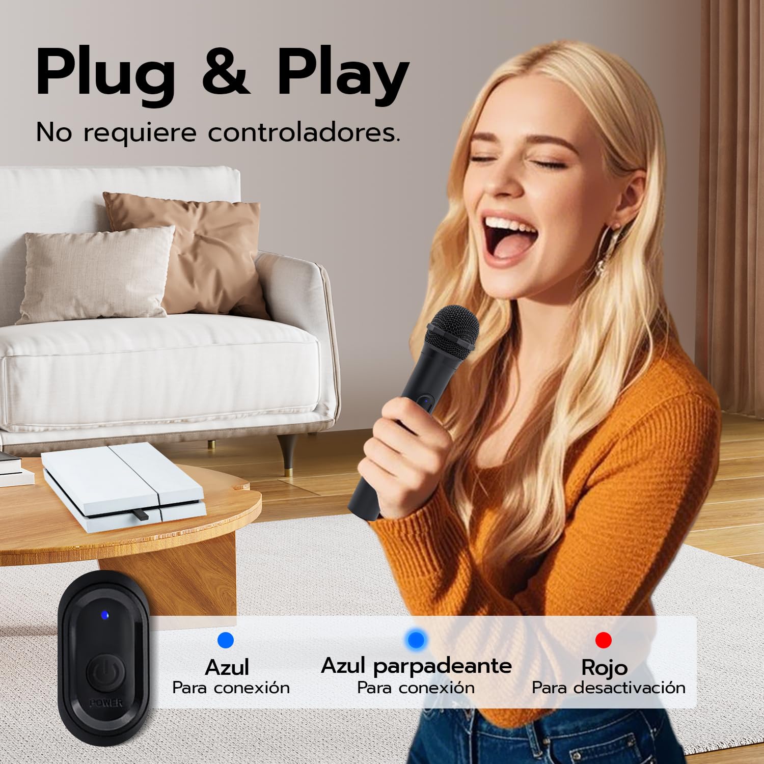 Mcbazel Micrófono inalámbrico para PS5/ PS4/Pro/ PS3/ PS2/ Xbox Series X|S/Xbox One X|S/Xbox One/ 360/Nintendo Switch/Switch OLED/Wii/WiiU/PC con Baja latencia 2 pièces