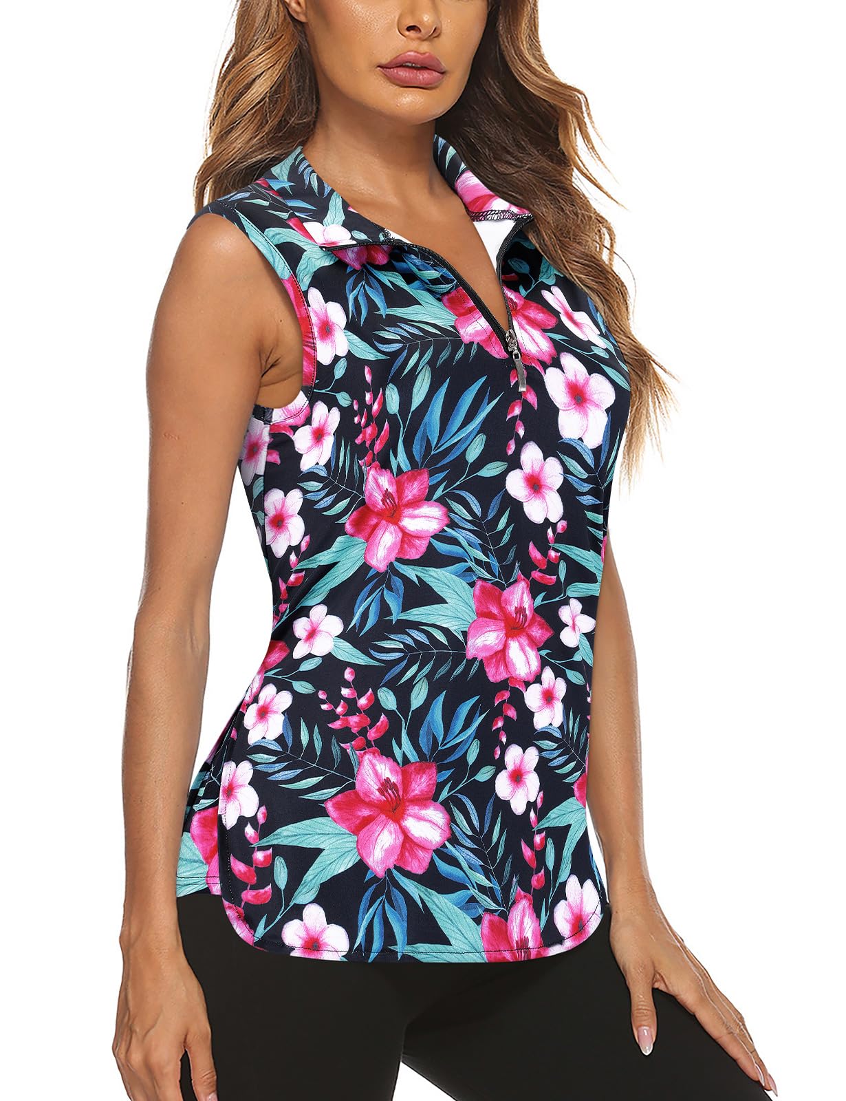 Koscacy Womens Golf Shirts Tank Tops for Women 2026 Loose Fit Sleeveless with Collar Yoga Athletic Running Shirts