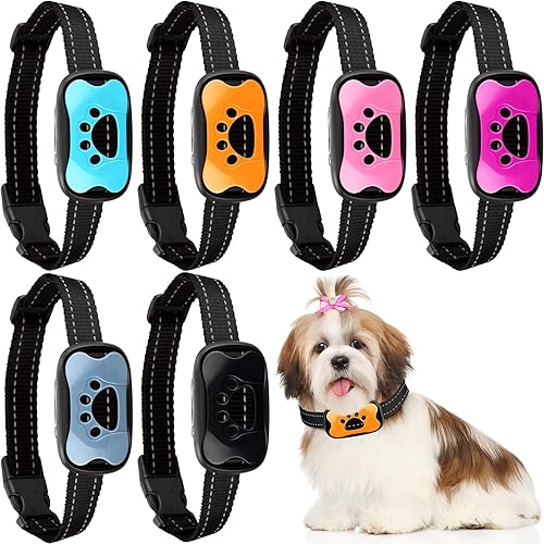 Paquete de 6 collares antiladridos para perro, collar antiladridos con 7 niveles ajustables, dispositivo de collar antiladridos para evitar golpes