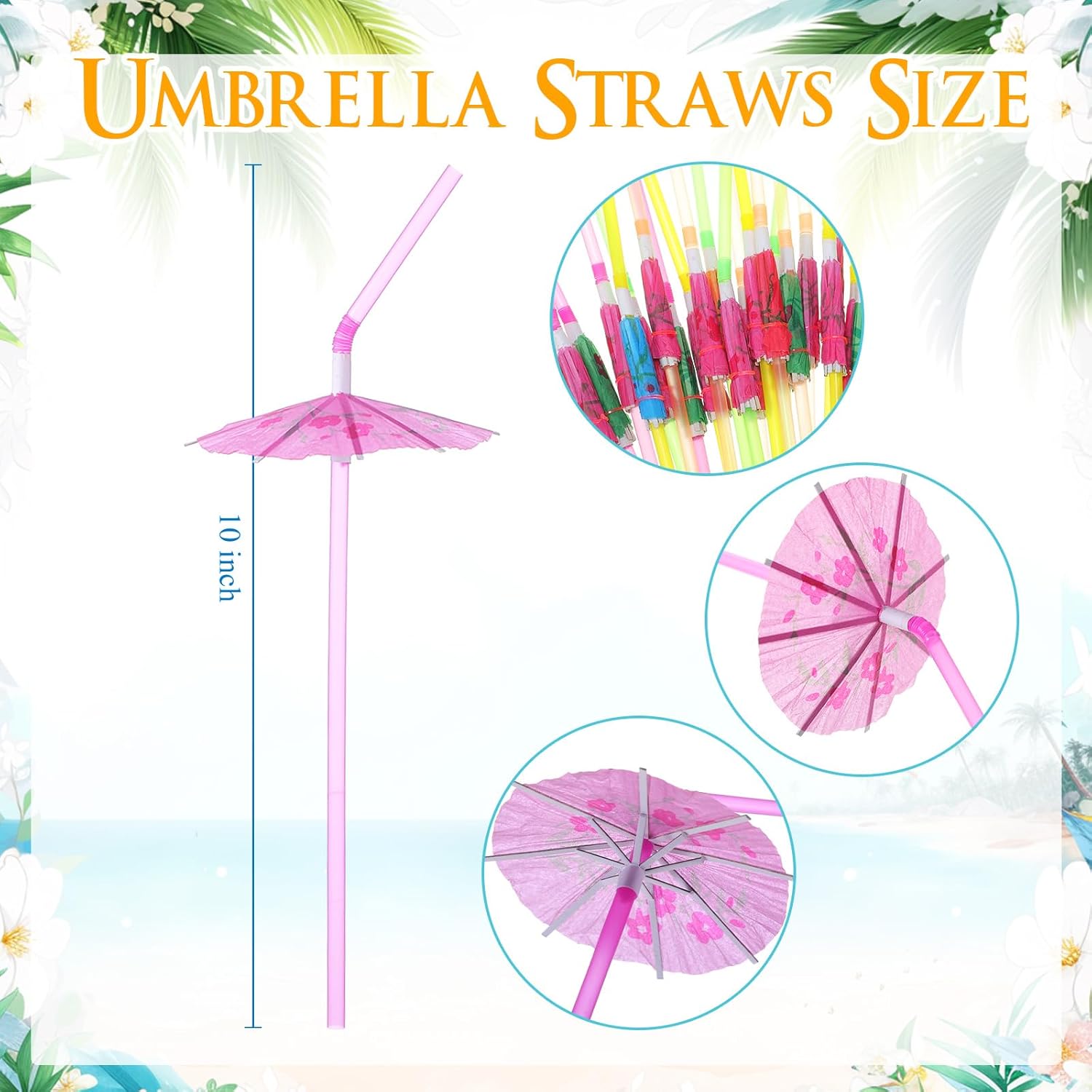 Weysat 48 Pcs 24 Oz Plastic Fish Bowl for Drinks and 100 Pcs Umbrella Drinking Straws Clear Goldfish Bowl for Summer Pool Carnival Party Supplies Table Centerpieces Decorations