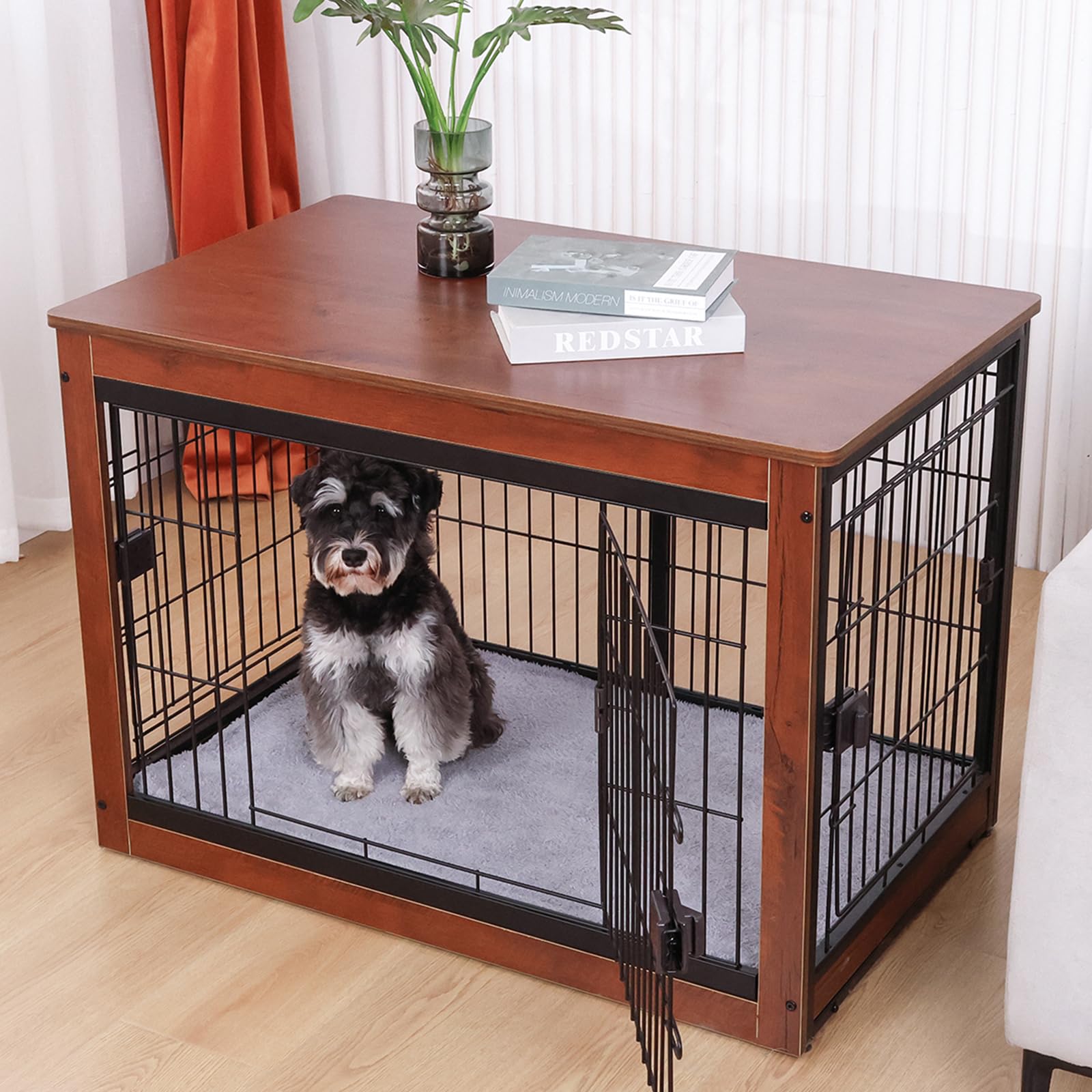Wooden Dog Crate Furniture End Table Pet End Side Table Indoor