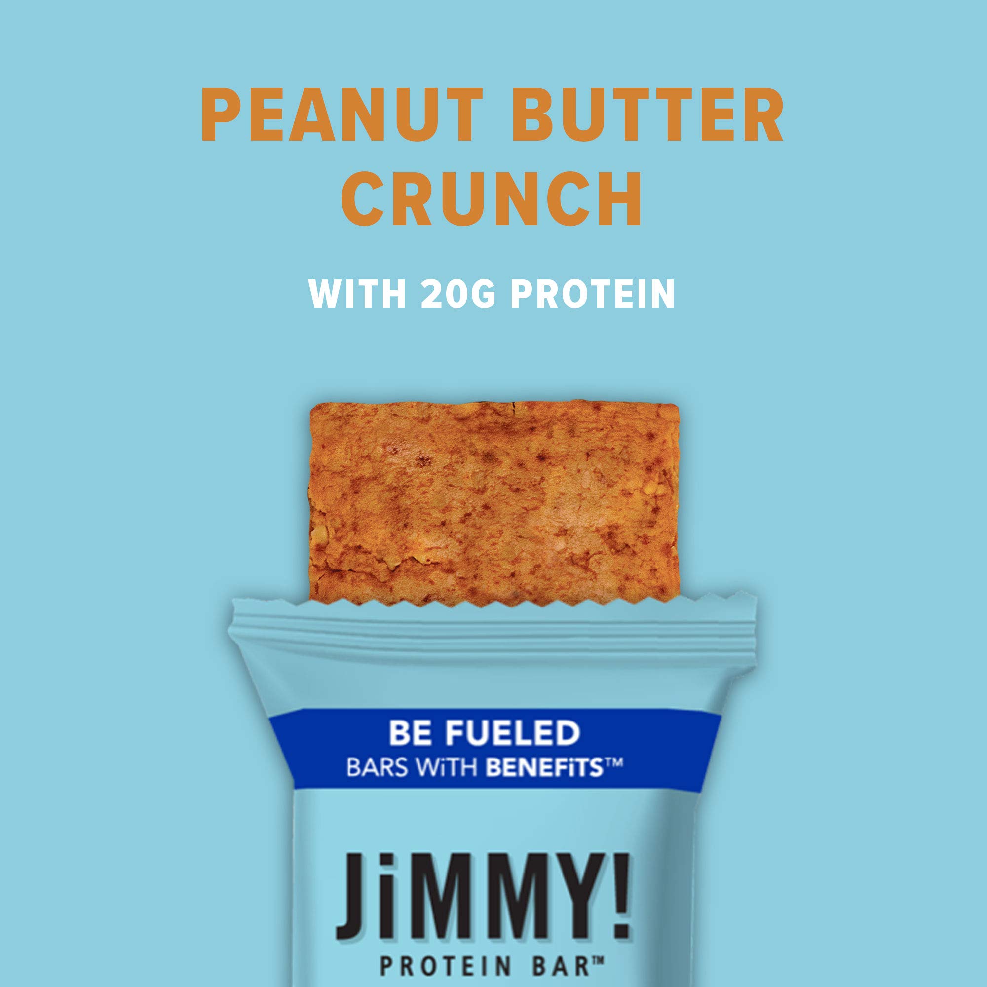 JIMMY! Peanut Crunch High Protein Bars Low Sugar Energy Bars with