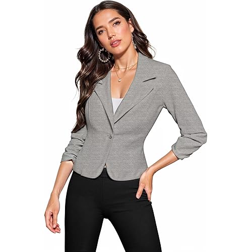 Hybrid & Company Women's Lightweight Casual Work Office Stretch Ponte Cardigan Blazer Jacket Made in USA