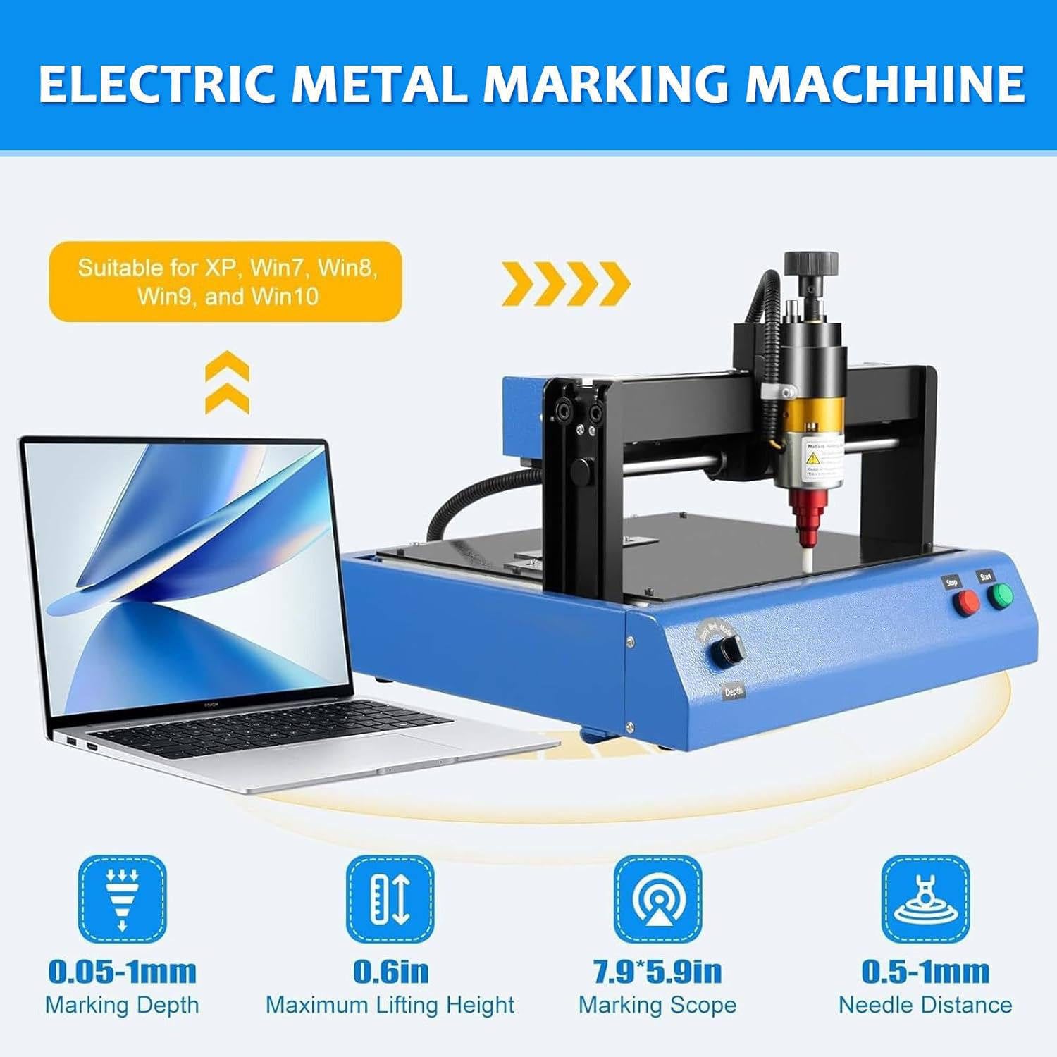 Marqueur électrique portable pour étiquettes en métal et plastique, dispositif de gravure haute vitesse pour plaques signalétiques industrielles, numéros de cadre et codes d'identification