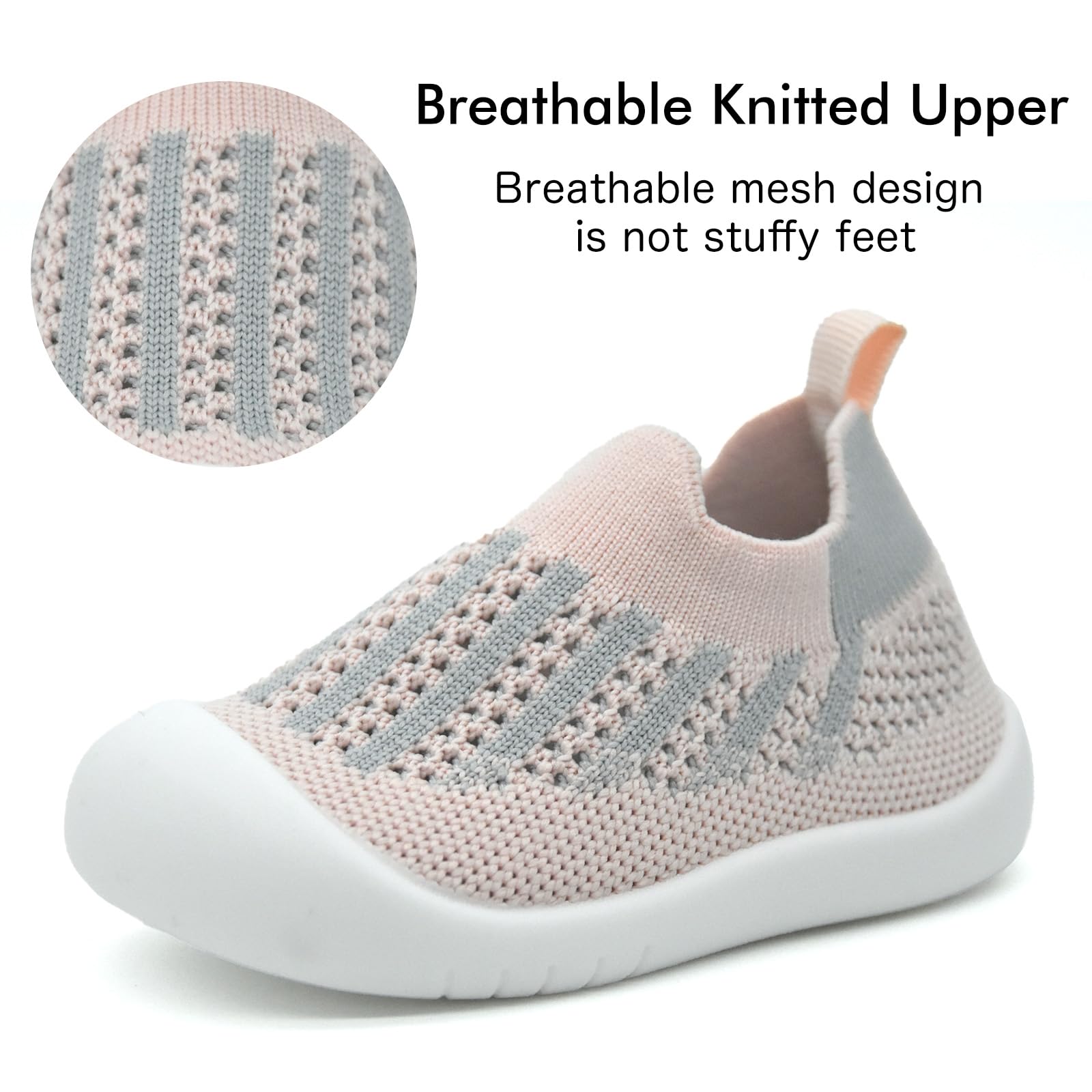 Baby Sockenschuhe Lauflernschuhe Krabbelschuhe für Mädchen und Jungen im Alter von 6-36 Monaten mit weich gestricktem Material und Rutschfester Gummisohle