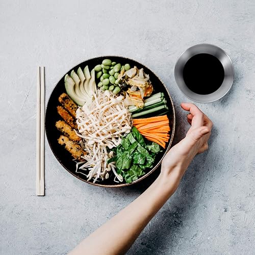 Miniatura 4 de Yardwe Bandeja redonda, 4 unidades, platos de acero inoxidable, platos redondos para condimentos, platos para sushi, platillos para salsas, cuencos,