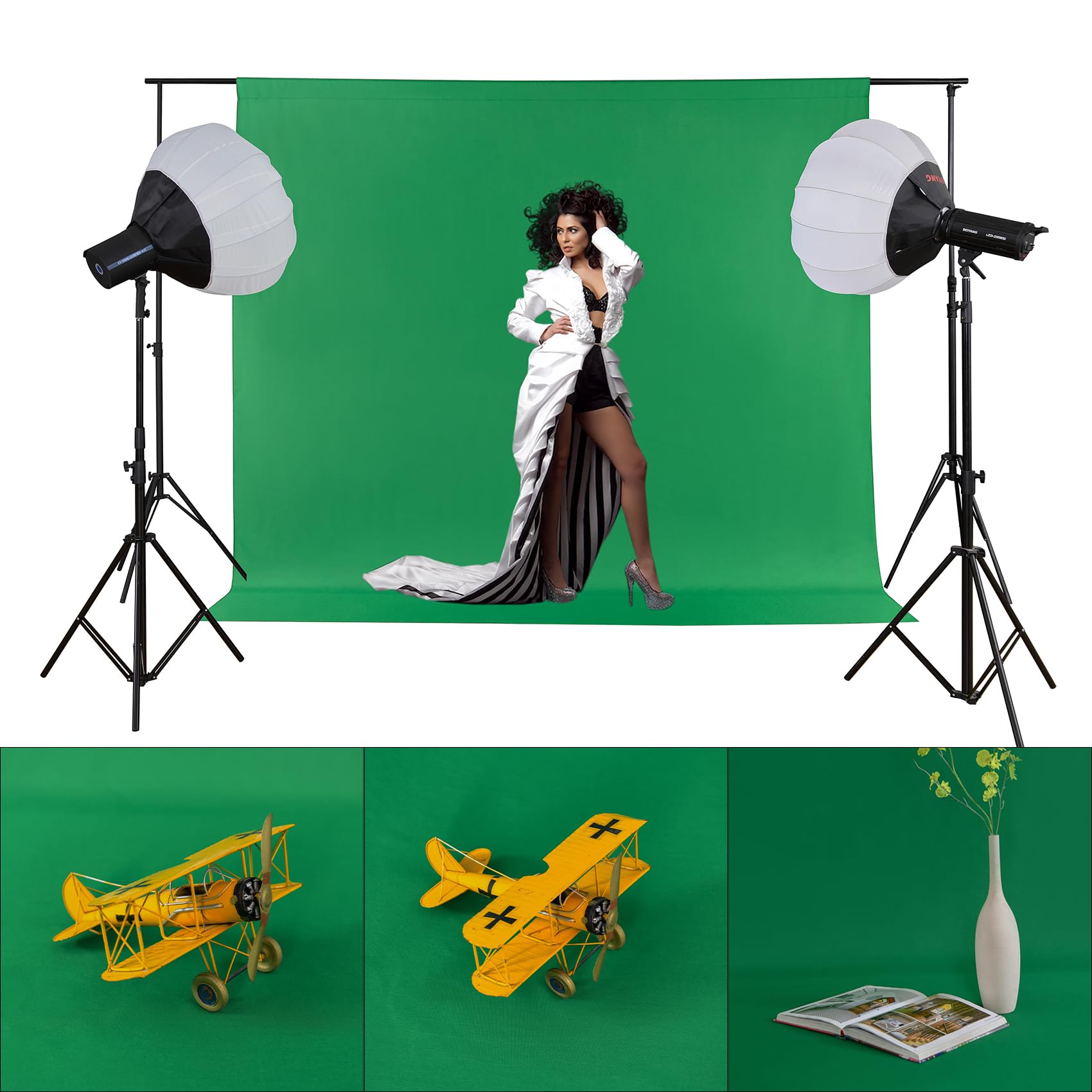 Joccun Sfondo verde 3 x 3 metri per fotografia, tenda di sfondo in poliestere per fotografia, servizi fotografici, registrazioni video, studio (3 x 3 metri, verde)
