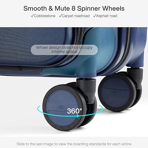 Miniatura 7 de Hanke Grace - Maletas con ruedas rígidas, equipaje de mano aprobado por aerolíneas, maleta de viaje de 20 pulgadas, equipaje ligero Tsa para viajes