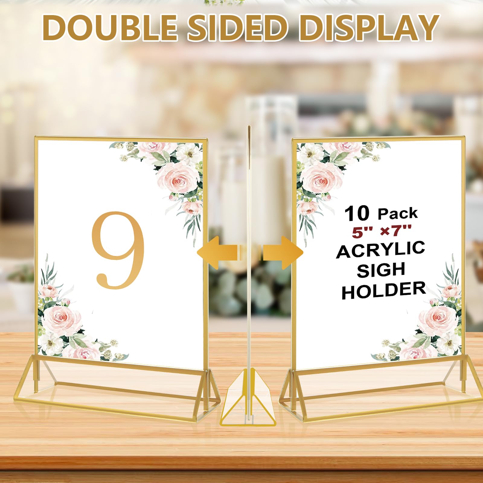 Boxalls Lot de 6 supports verticaux en acrylique avec bordure dorée - 13 x 18 cm - Cadre photo transparent double face pour restaurant, table de mariage, menu, cartes de recettes, affichage Boxalls Lot de 6 supports verticaux en acrylique avec bordure dorée - 13 x 18 cm - Cadre photo transparent double face pour restaurant, table de mariage, menu, cartes de recettes, affichage