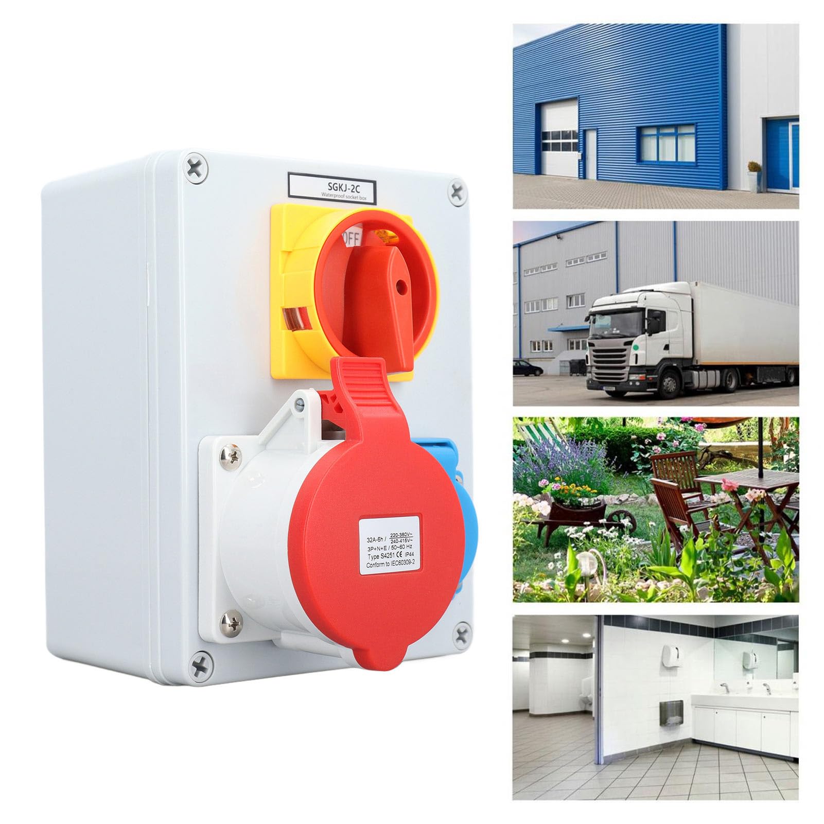 Marhynchus CEE-Wandsteckdose 250 V 16 A EU-Steckdose mit 32 A 5-poliger