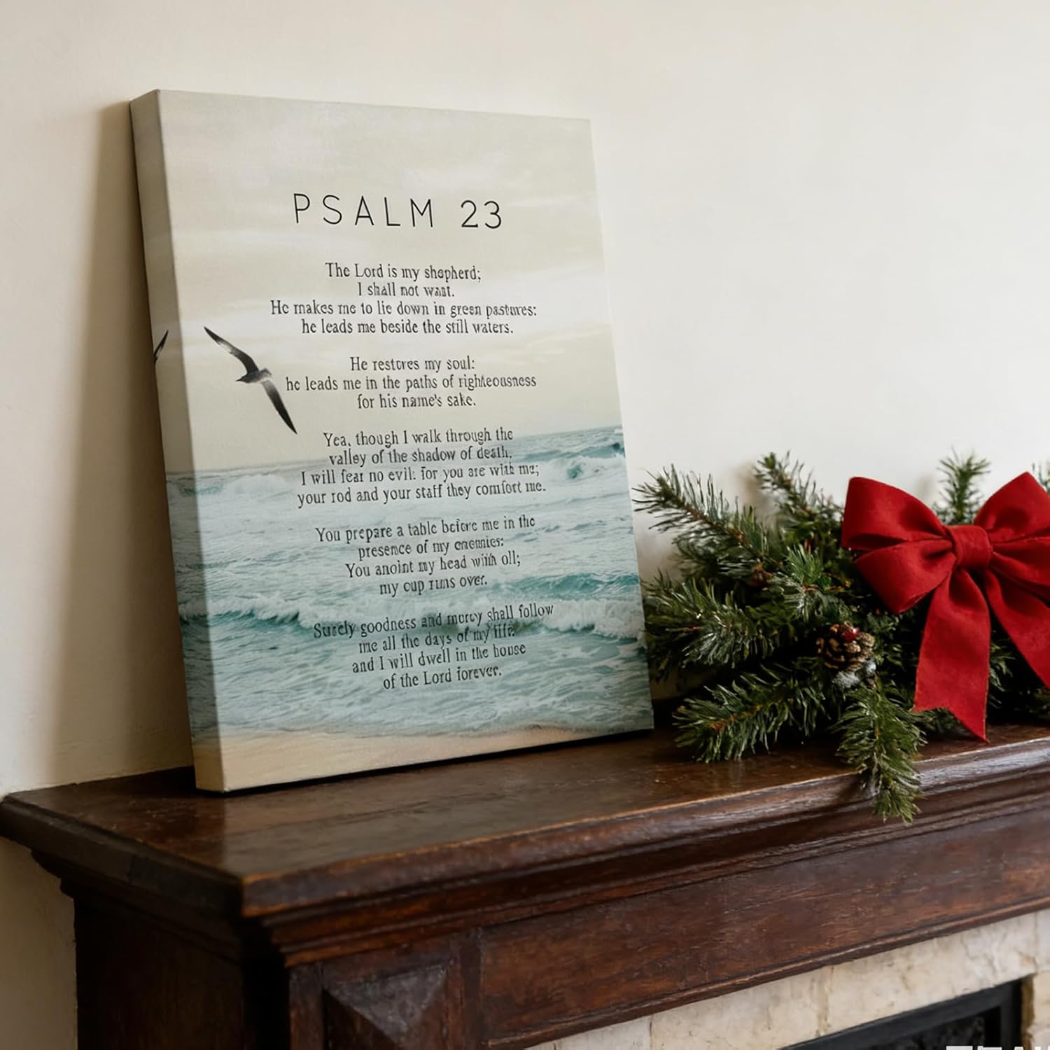 Bible Psalm 23 Canvas Wall Art Christianity Verse Painting Picture Wall Decor Religion Inspirational Scripture Poster Print Artwork for Church Prayer Room Bedroom Office Home Decoration 12inx16in - Image 7