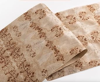 Natural Poplar Wood Veneer Sheet, 98 x 22.8 inches, 0.012 inch Thick, Pomegranate Spliced with Kraft Paper Backing