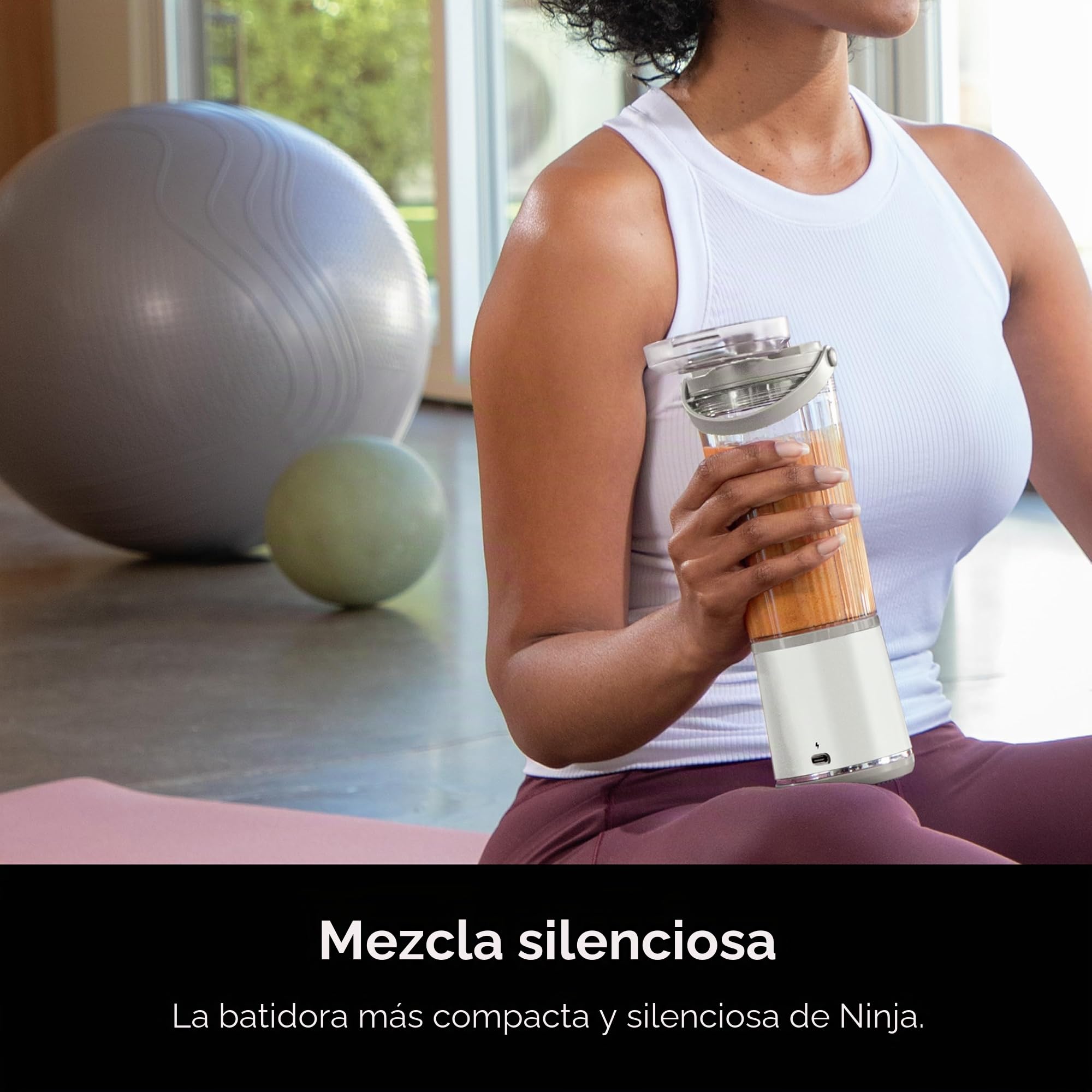 Ninja BC155PS Blast - Licuadora portátil de dos unidades, inalámbrica, recipiente de 18 onzas, licuadora personal para batidos y batidos, tapa a prueba de fugas y boquilla para sorber, cable USB-C,