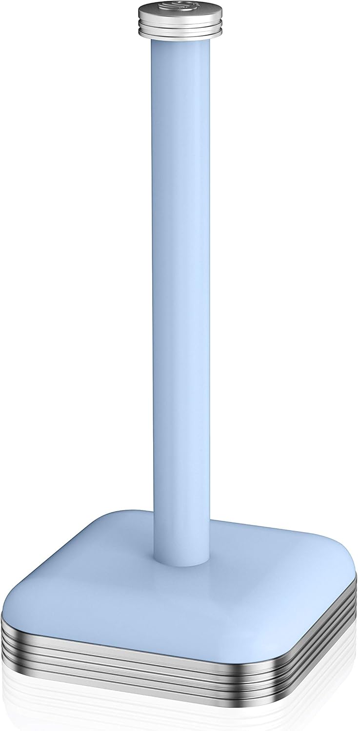 Swan SWKA1040BLN Retro Kitchen Roll Holder with Steel Weighted Base, Blue