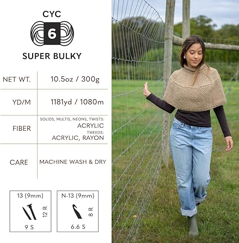 Miniatura 4 de Lion Brand Yarn Hometown - Ovillo de lana súper voluminoso para tejer, ganchillo y manualidades, 1 unidad, Phoenix Azalea