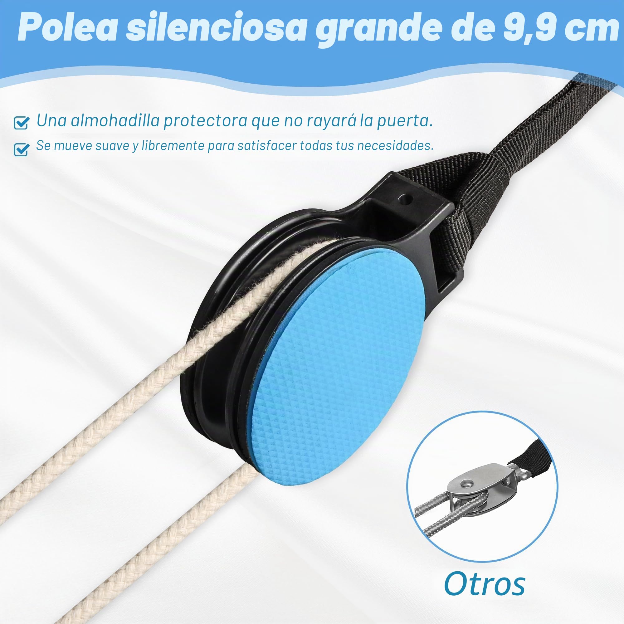Polea Hombro, Poleas Rehabilitacion Hombro para Fisioterapia Cuerda Poleas Gimnasio para Casa Cuerdas Ejercicio Puerta para Rehabilitacin