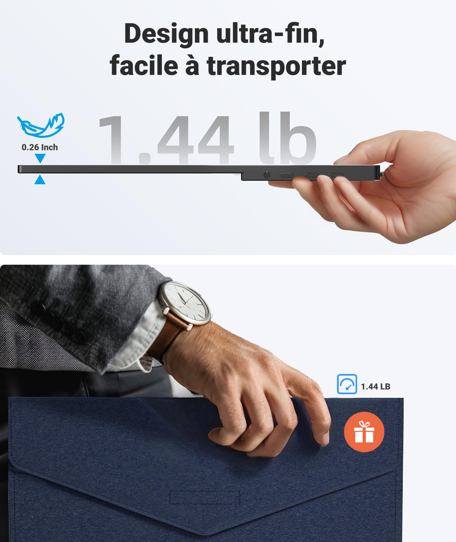 Ingnok Tragbarer Monitor 15,6 Zoll FHD 1080P IPS USB C HDMI für Laptop PC Mac PS3/4/5 Xbox