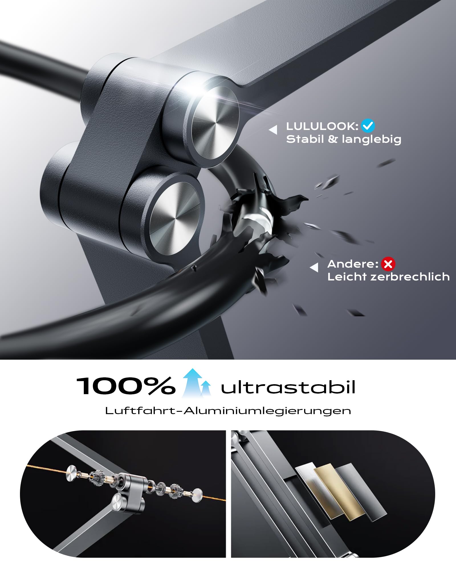 LULULOOK Magnetyczny uchwyt do Samsung Galaxy Tab S11 Ultra, składany uchwyt na ramię ze stopu aluminium jako uchwyt na biurko do Samsung Galaxy Tab 14,6 cala S11