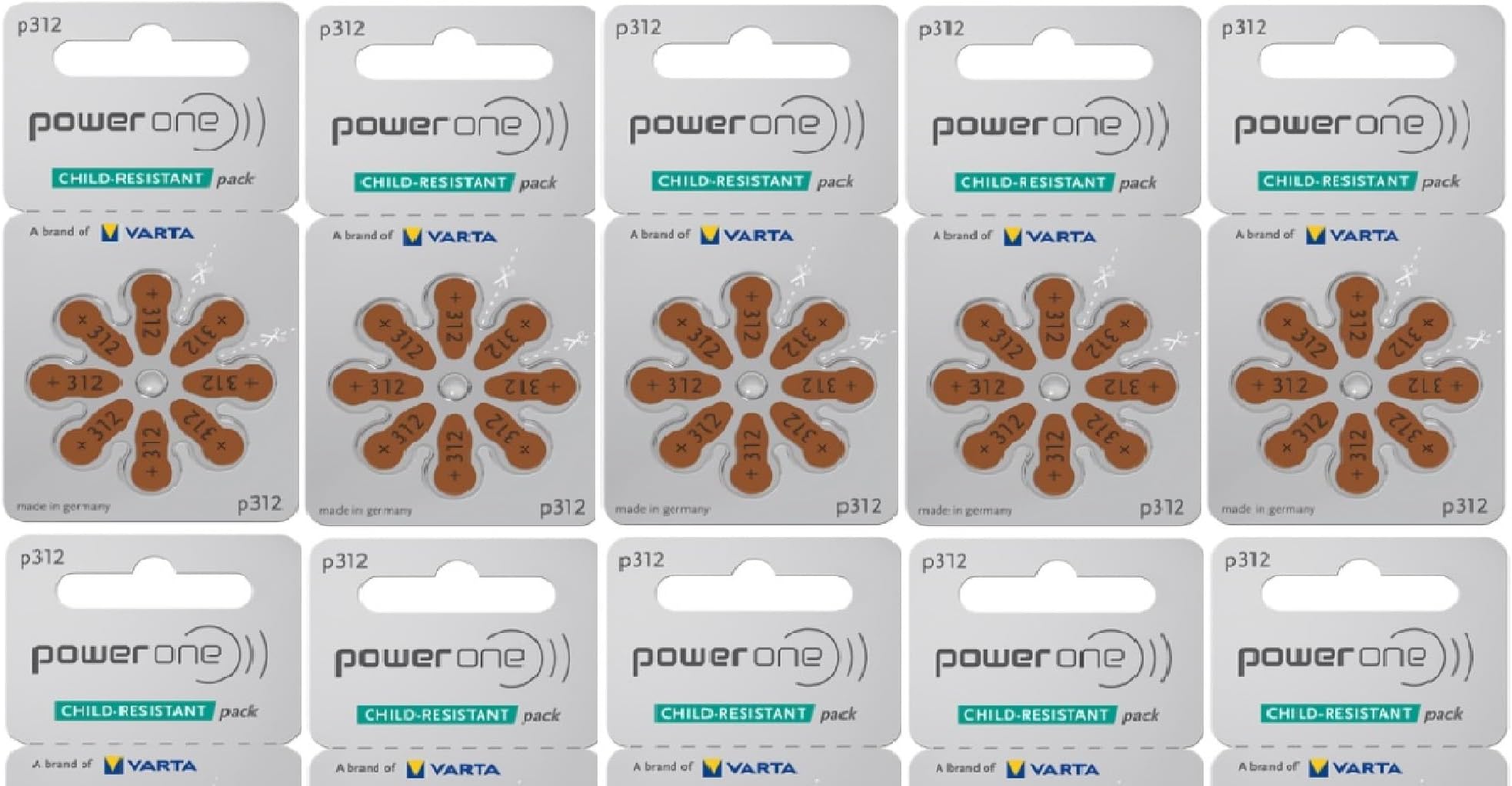 Size 312 Hearing Aid Batteries (80 Batteries)