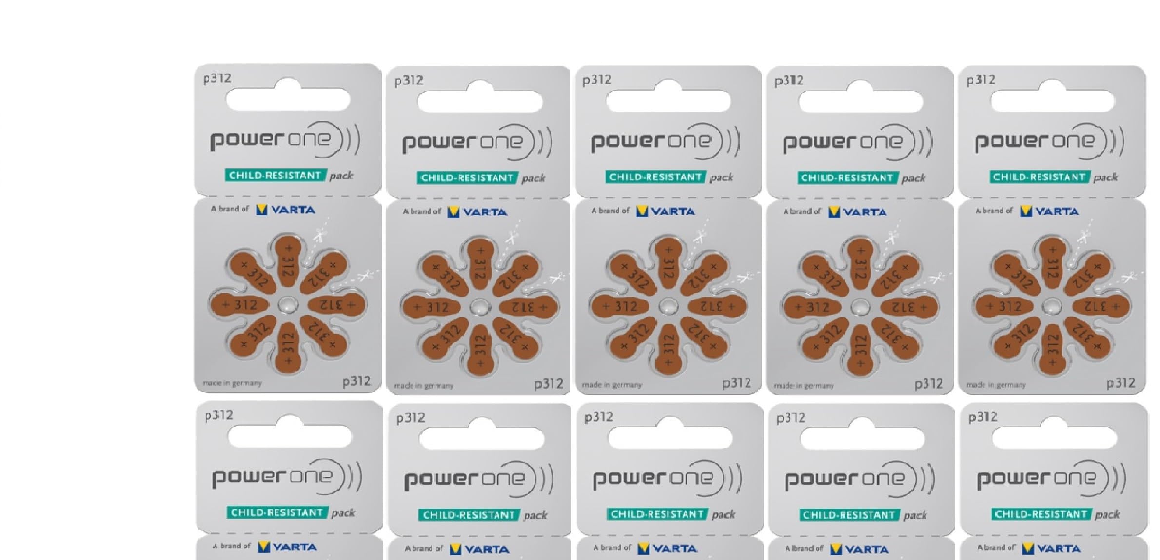 Power One Size 312 Hearing Aid Batteries (80 Batteries)