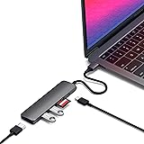 SATECHI 6-in-1 USB-C Hub Slim, Multiport-Adapter, Dockingstation mit 4K HDMI, 60W Power Delivery, 2X USB-A, SD/MicroSD-Kartenleser – Space Grau Space Grau / Classic