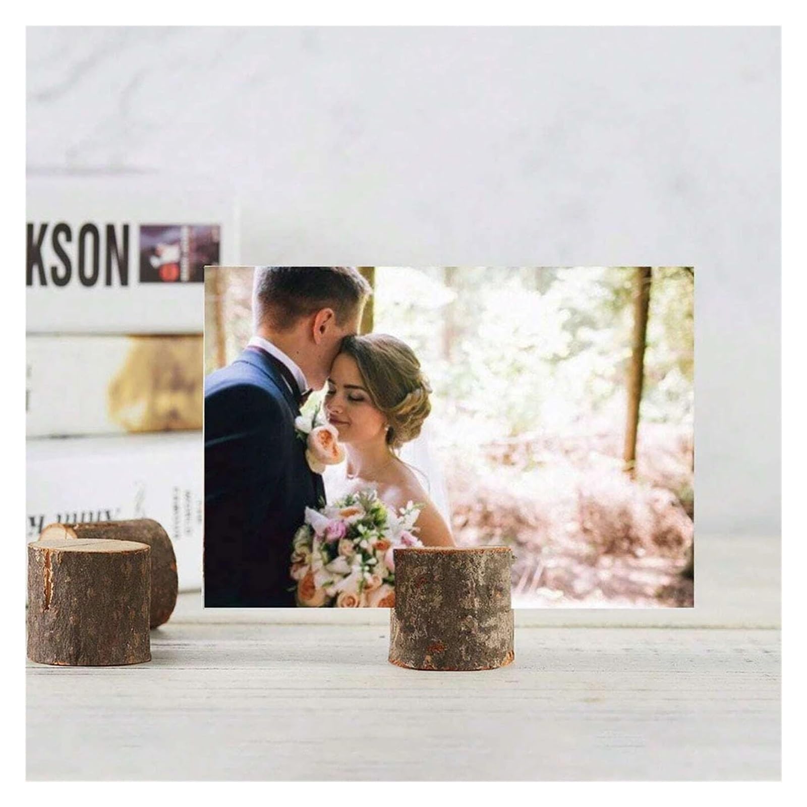 Kleine natürliche Holz Platzkartenhalter Ständer Hochzeit Party Geburtstag Tisch Nummer Halter