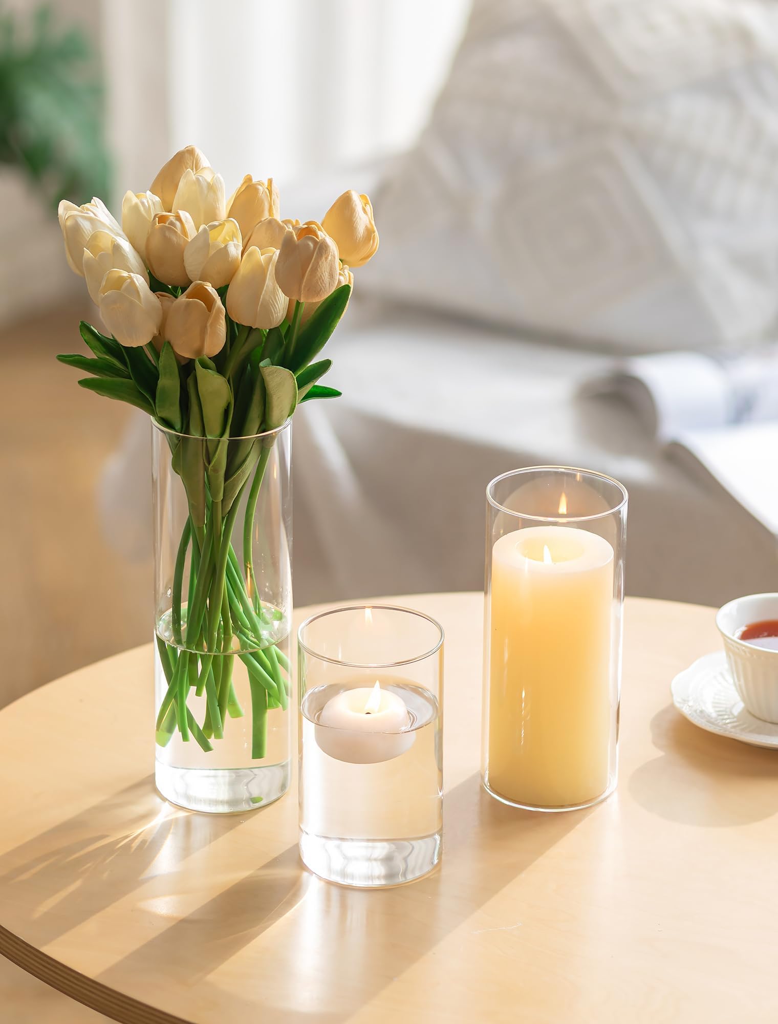 Vase en verre anti-vent pour balcon : photophore épais de table sécurisé