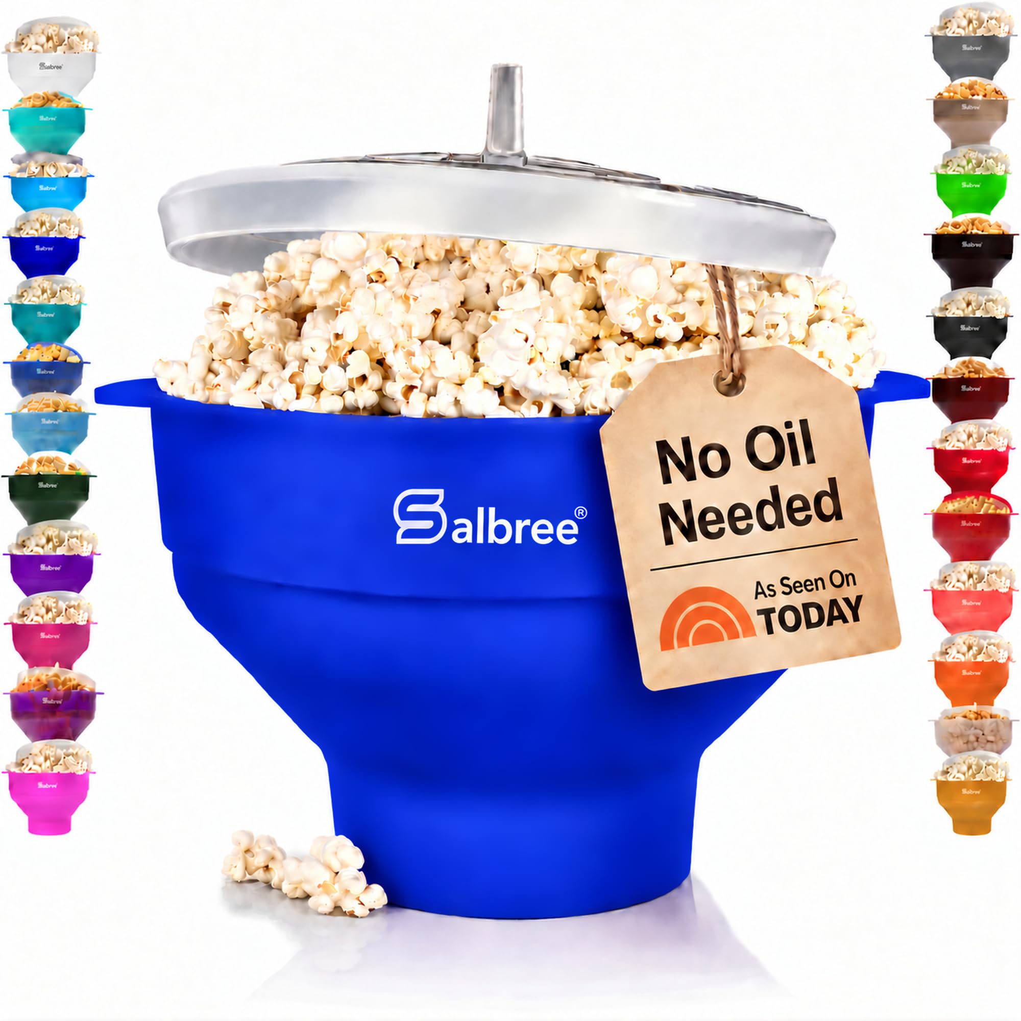 Salbree Microwave Popcorn Popper Maker Silicone Collapsible Bowl No Oil