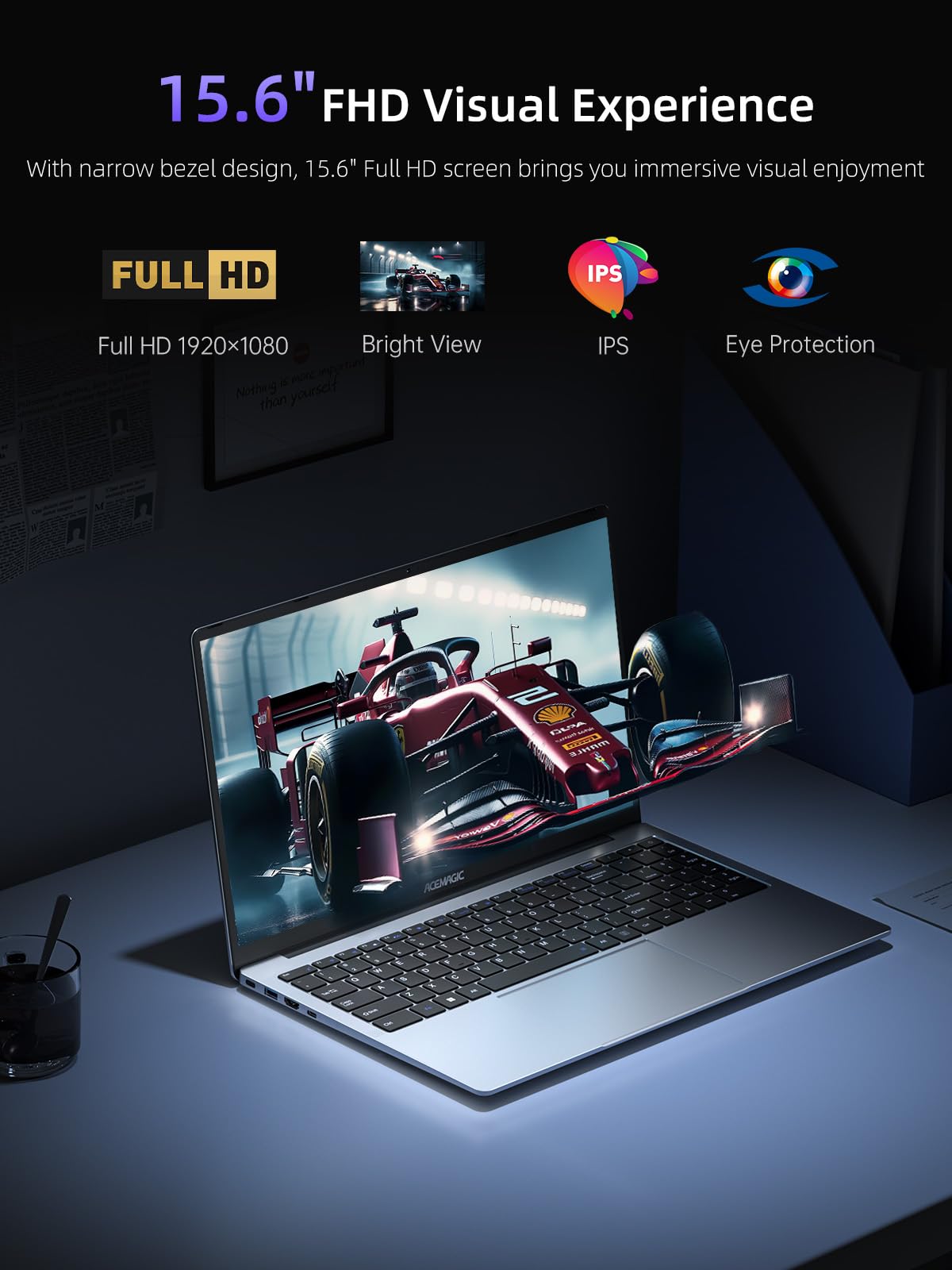 ACEMAGIC PC Portatile 16GB DDR4 RAM 512GB SSD,Alder Lake-N N95【Battere N100/N5095,Fino a 3.4Ghz】 Notebook,15.6" Full HD Computer portatile 2.4G/5G WiFi,BT5.0,Type_C, USB3.2,HDMI Ufficio
