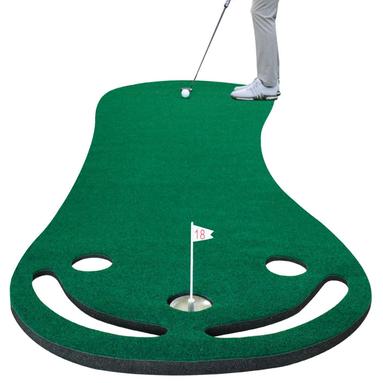 Crestgolf Lachende Golf Putting Matte - Indoor Golf Grün für Zuhause & Büro - Realistische Golf Praxis mit 3 Löchern - Anti-Rutsch Design Golf Liebhaber, Kollegen & Familie