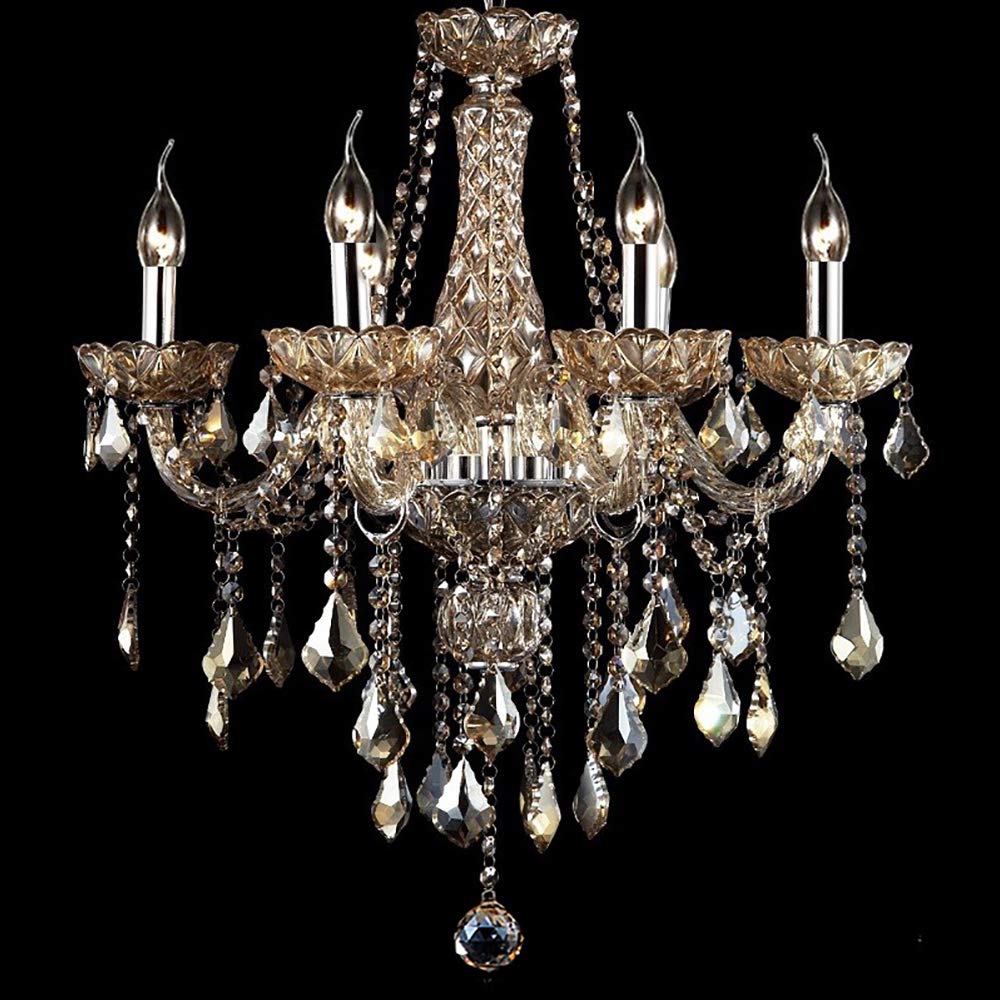 Wdw Champagne 8129 Genuine K9 Crystal Chandelier Maple Leaf 6, 8, 10, 8+4,10+5 Arm Lights (6 Arms)